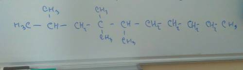 Напишiть структурну формулу речовини 2, 4, 4, 5 тетраметилдекан