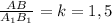 \frac{AB}{A_1B_1} = k = 1,5