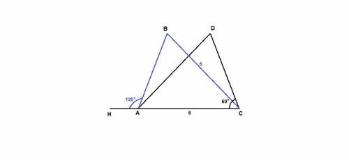 Периметр △abc равен 18 см, сторона ас=6см, вс=5см. известно, что ав=сd, ∠dca=60°, ∠bah=120°. а) дока