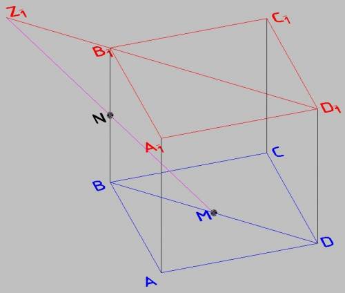 Abcda1b1c1d1 - куб. точка n - середина ребра bb1, а точка m - середина отрезка bd. найдите tg^2a, гд