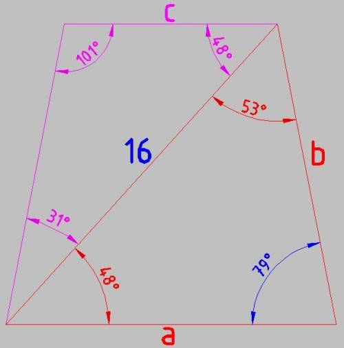 Найдите стороны равнобедренной трапеции если диагональ = 16см и создает с боковой стороной и основой