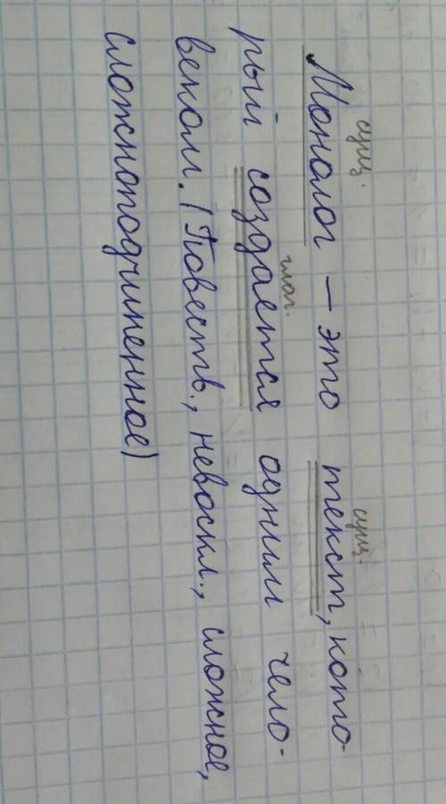 Синтаксический разбор предложения монолог это текст который создаётся одним человеком