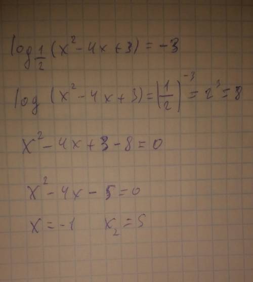 Log снизу 1/2(x^2-4x+3) > или равно -3