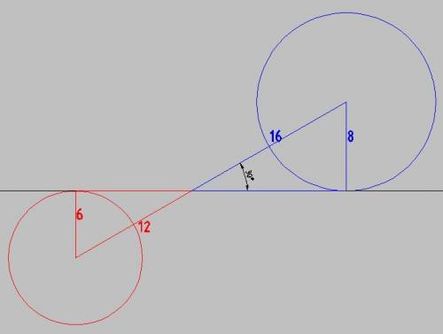 100 ! ! ! два круга, центры которых расположены по разные стороны от некоторой прямой, соприкасаются
