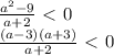\frac{a^2-9}{a+2}\ \textless \ 0&#10;\\ \frac{(a-3)(a+3)}{a+2} \ \textless \ 0