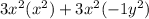 3x^2(x^2)+3x^2(-1y^2)