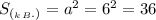 S_{(_k_B.)}=a^2=6^2=36