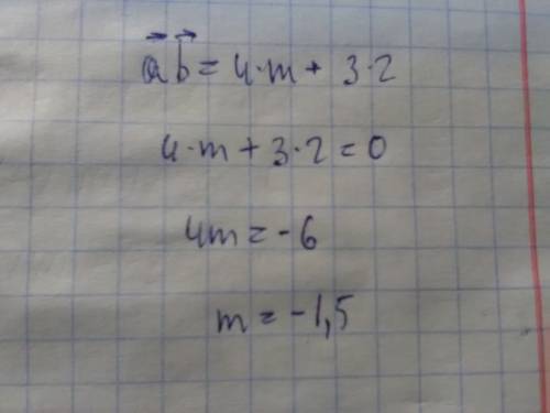 Даны вектора a(4; 3), b(m; 2). при каком m они будут перпендикулярны?