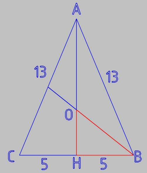 Вравнобедренном треугольнике abc медианы пересекаются в точке о. найдите расстояниеот точки о до вер