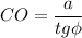 CO=\dfrac{a}{tg\phi }