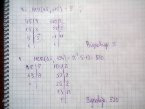 3. знайти нсд (45, 110).4. знайдіть hck(65, 104). несли не сложно можно написать на листочка и сфото