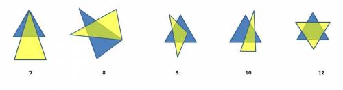 Как начертить два треугольника так чтобы их пересечением были: семиугольник, восьмиугольник, девятиу