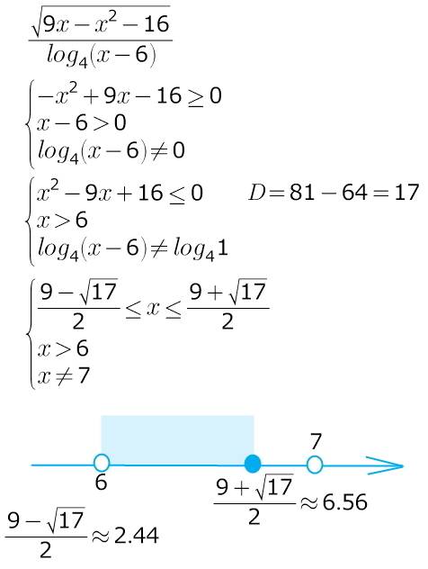 При какой из систем можно вычислить область допустимых значений данного выражения √(9x−x2−16) −−−−−−