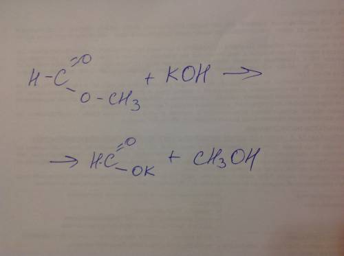 Напишите уравнение реакции взаимодействия едкого калия с метилформиатом