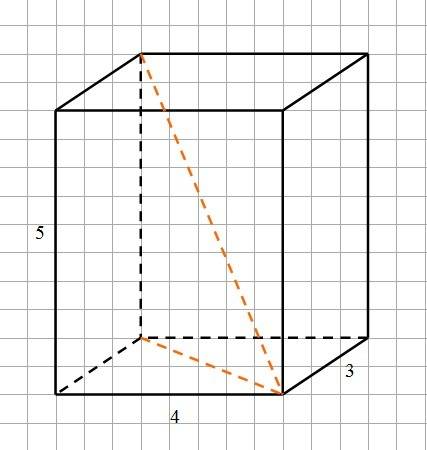 Измерения прямоугольного параллелепипеда 3 4 5 под каким углом наклонена диагональ параллелепипеда к