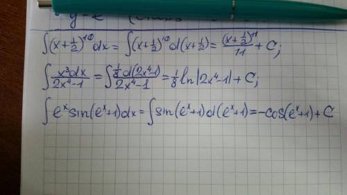 Решить , к завтрому ∫(√x²+2/√x-3/x³) dx ∫(x+1/2)^10 dx ∫x³dx/2х^4-1 ∫e^xsin(e^x+1)dx