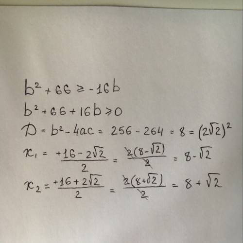 Доказать неравенство b^2+66больше или равно -16*b.решите