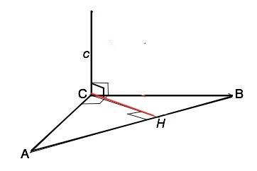 Через вершину прямого угла с треугольника авс проведена прямая с перпендикулярная плоскости треуголь
