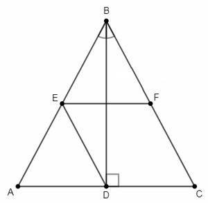Средняя линия равнобедренного треугольника,параллельная основанию, равна 16 см,а биссектриса,проведе