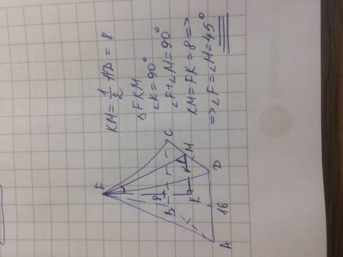 А) основанием пирамиды fabcd служит квадрат со стороной 16. вершина пи-рамиды проецируется в центр о