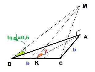 Из вершины а правильного треугольника abc проведен к его плоскости перпендикуляр ам. точка м соедине