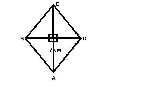 Площадь ромба равна 56см^2 а одна из диагоналей 7 см.найдите вторую диагональ.можно с рисунком
