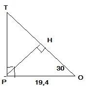Втреугольнике орт известно что ор=19.4 дм угол о=30 угол р=90. найдите расстояние от точки р до прям