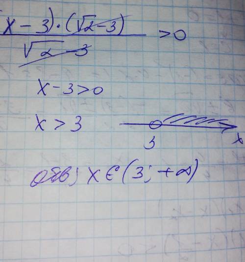 Решите выражение: (x-3)*((корень из 2)-3)> 0, при этом выражение делённое на ((корень из 2)-3)