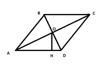 Расстояние от точки пересечения диагоналей ромба до одной из его сторон ро 19, а одна из диагоналей