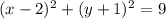 ( {x - 2})^{2} + ( {y + 1})^{2} = 9