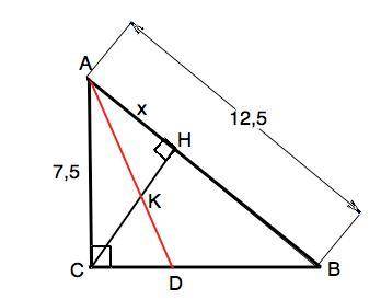 Впрямоугольном треугольнике авс с прямым углом с известно, что ав=12,5; ас=7,5. найдите, в каком соо