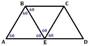 Сложить 3 равносторонних треугольника так что бы получилась равнобедренная трапеция и доказать это п