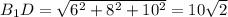 B_{1}D = \sqrt{6^2+8^2+10^2} = 10\sqrt{2}