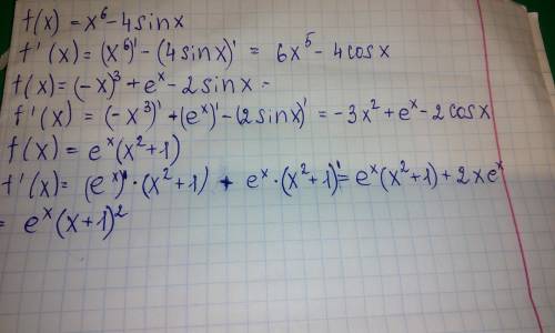 F(x)=x^6-4sin x f(x)=-x^3+e^x-2sin x f(x)=e^x(x^2+1)