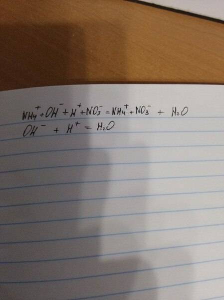 Nh4oh + hno3 = nh4no3 + h2o составить ионно-молекулярное уравнение