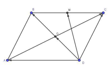 Abcd - параллелограмм, m - середина bc. выразить (над всем дальше вектора) do, dm, ac через a = dc;