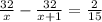 \frac{32}{x}-\frac{32}{x+1}=\frac{2}{15}