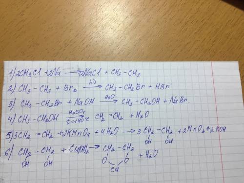 Напишите уравнения реакции при которых можно осуществить следующие превращения ch3cl-c2h6-c2h5br-c2h
