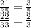 \frac{21}{35} = \frac{3}{5} \\ \frac{22}{33} = \frac{2}{3}