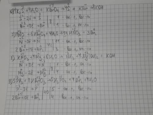 Используя метод электронного составьте уравнение реакции 1)kmno4+hbr-> 2)k2cr2o7+hi-> 3)ph3+km