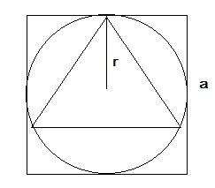 Около окружности описан правильный четырёхугольник со стороной 6 см и в окружность вписан правильный