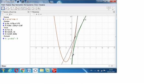 Запишите уравнение касательной прямой к графику функции у=8√х -7 , что проходит через точку (1; 3) и