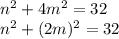n^2+4m^2=32 \\ n^2+(2m)^2=32