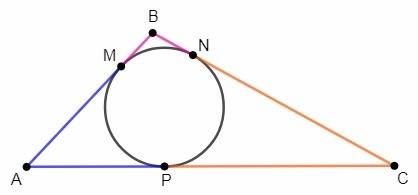 Стороны треугольника a bc равно 4 6 8 окружность касается трех сторон треугольника в точках m n и p