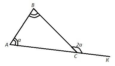 Известно что только один из углов треугольника в два раза меньше внешнего угла не смежного с ним . о