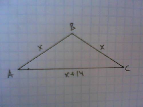 Периметр равнобедренного тупоугольного треугольника равен 86 см, одна из его сторон больше другой на