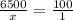 \frac{6500}{x} = \frac{100}{1}