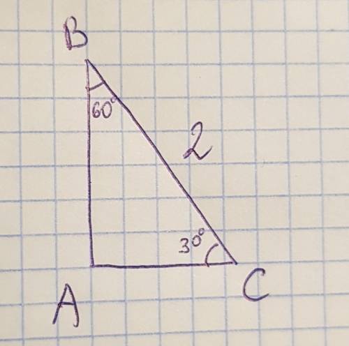 Втреугольнике авс ∠в = 60 градусов, ∠с=30 градусов, вс = 2. найдите площадь.