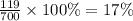 \frac{119}{700} \times 100\% = 17\%