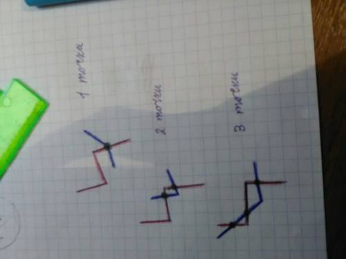 Красная ломаная линия состоит из трех звеньев, а синяя - из двух звеньев. нарисуй эти ломаные так, ч